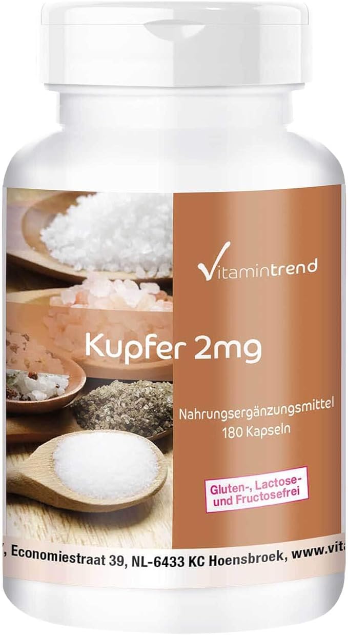 Copper Capsules - 2mg - High Dose - Vegan - 180 Capsules - For Hair Pigmentation | Vitamintrend®